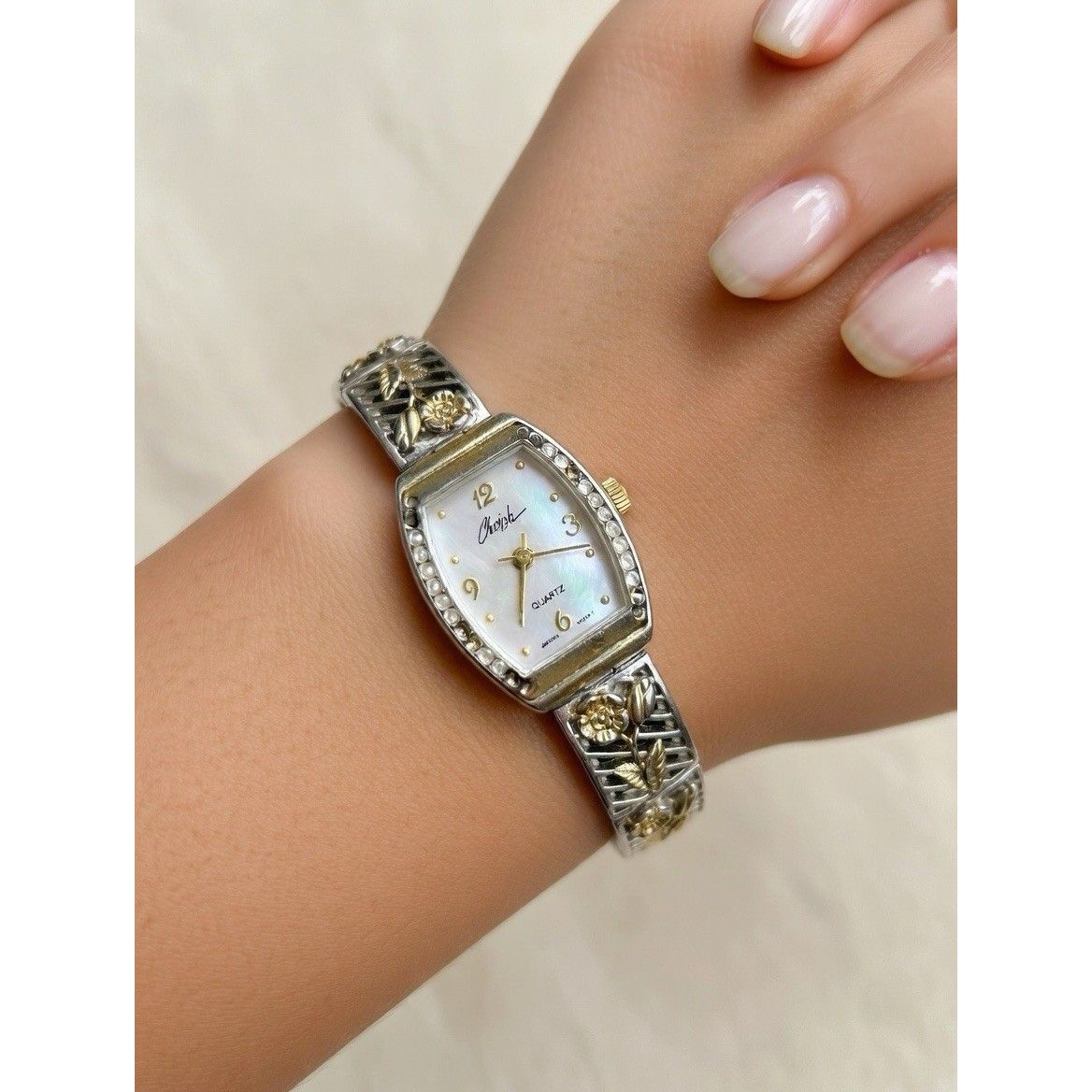 Vintage Rose Silver And Gold Ladies Watch Cherish Working